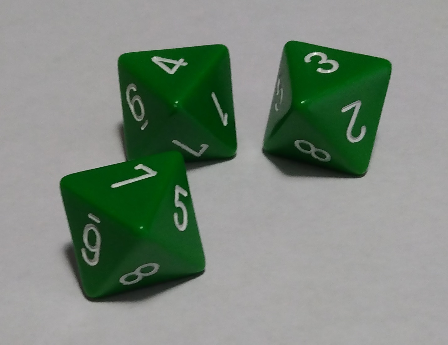 three eight-sided dice